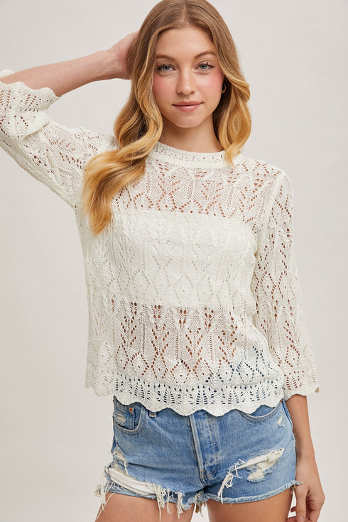 BREEZY CROCHET KNIT TOP